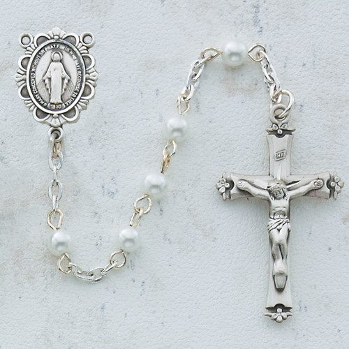 5mm White Pearl Rosary